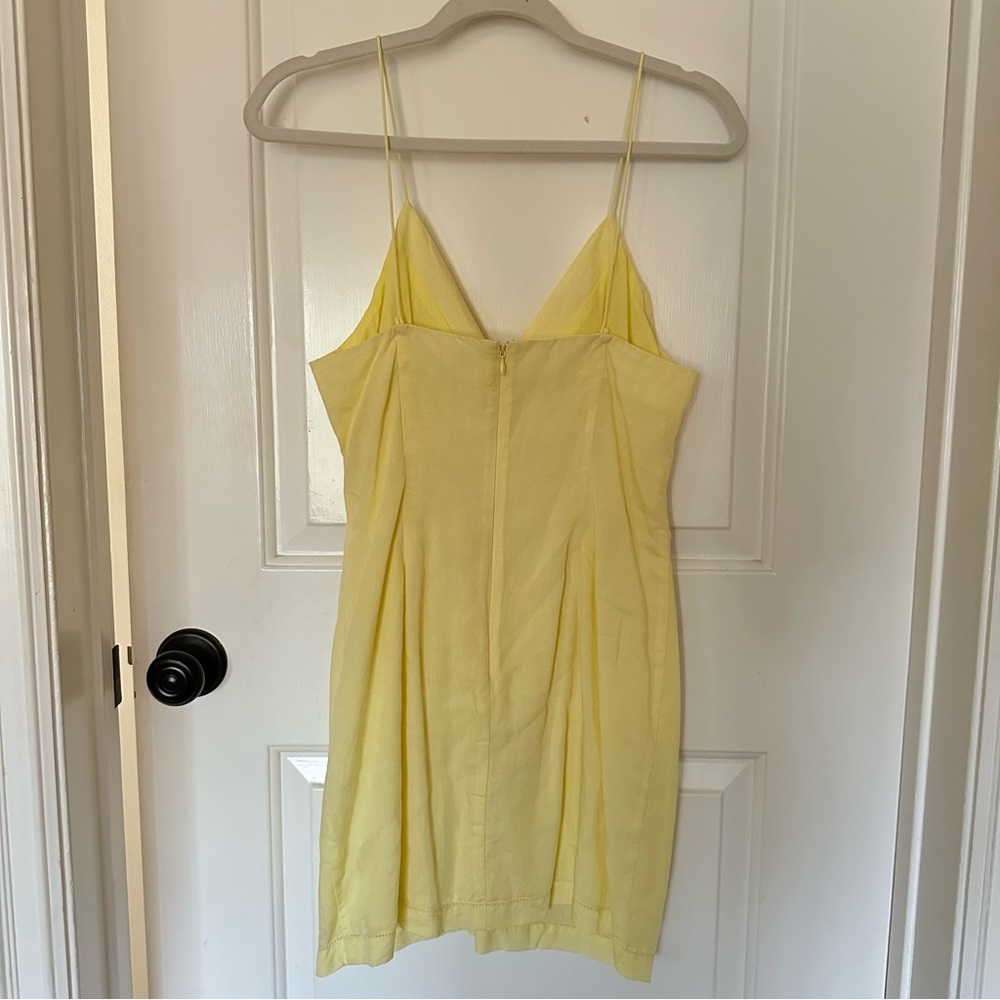 Elegant Yellow Ruched Dress - Picture 6 of 12